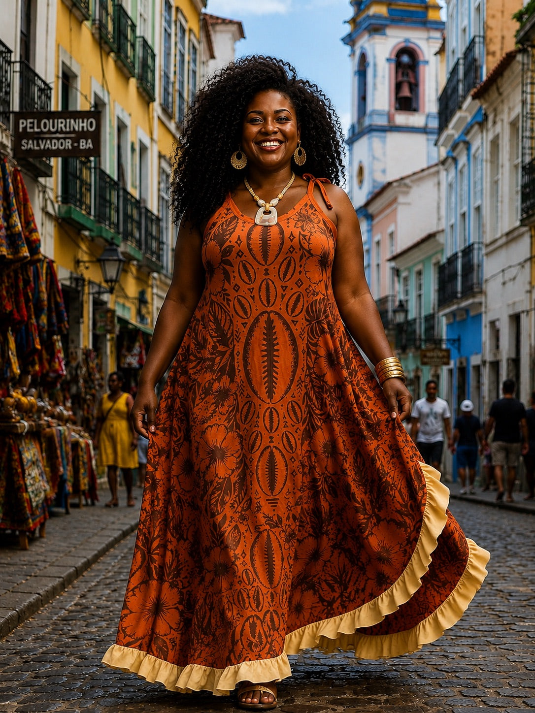 Vestido longo BÚZIOS ocre